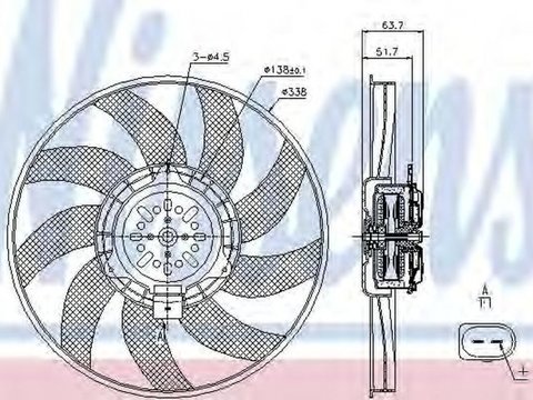 Ventilator radiator AUDI A4 8K2 B8 NISSENS 85727