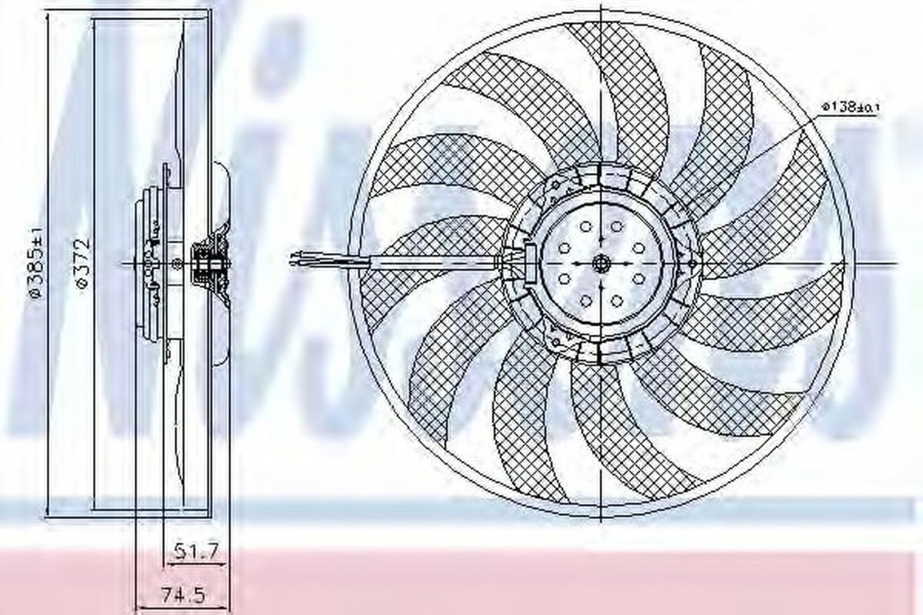 Ventilator radiator AUDI A4 Cabriolet 8H7 B6 8HE B7 NISSENS 85743