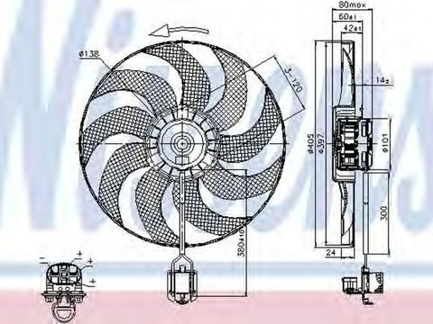 Ventilator radiator CHEVROLET CRUZE hatchback J305 NISSENS 85748