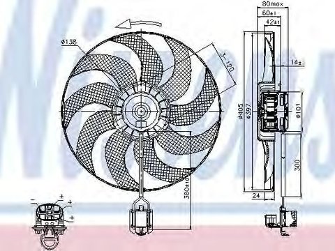 Ventilator, radiator CHEVROLET CRUZE Hatchback (J305) (2011 - 2016) NISSENS 85748 piesa NOUA