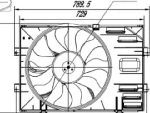 Ventilator radiator (cu carcasa) VW MULTIVAN V, MULTIVAN VI, TRANSPORTER/CARAVELLE VI, TRANSPORTER V, TRANSPORTER VI 2.0/2.0 d 09.09-