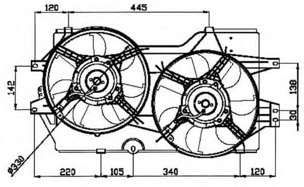 Ventilator radiator DODGE CARAVAN NRF 47031