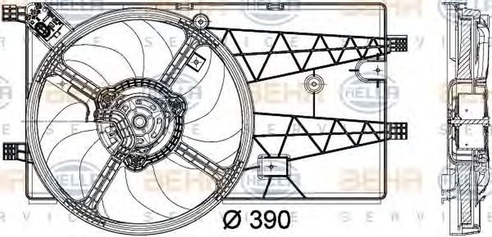 Ventilator radiator FIAT QUBO 225 HELLA 8EW 351 040-311