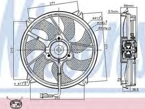 Ventilator radiator FIAT SCUDO platou / sasiu (272, 270) (2007 - 2016) NISSENS 85606