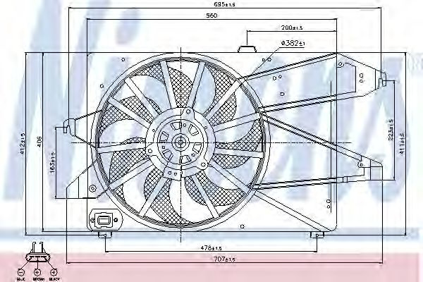 Ventilator, radiator FORD MONDEO Mk III (B5Y) (2000 - 2007) NISSENS 85482