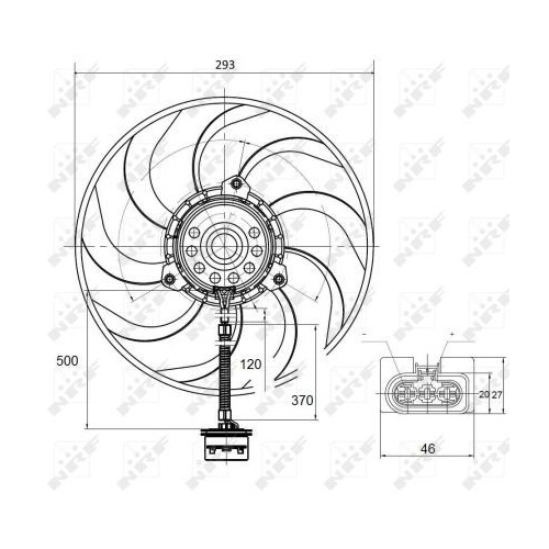 Ventilator radiator GMV Seat Cordoba (6l2), Ibiza 2 (6k), Ibiza 4 (6l1), Skoda Fabia 1 (6y), Vw Fox (5z1, 5z3), Polo (6n2), Polo (9n) Nrf 47373