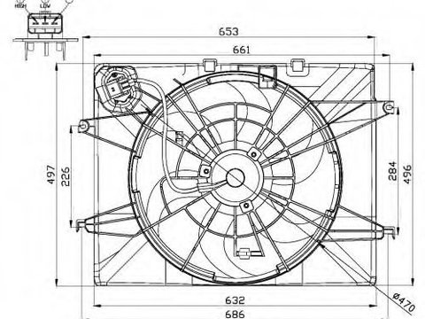 Ventilator radiator HYUNDAI SONATA VI (YF) (2009 - 2016) NRF 47564