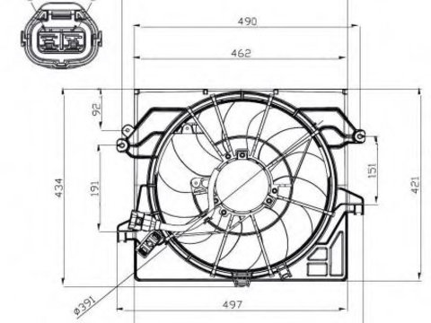 Ventilator radiator HYUNDAI VELOSTER (FS) (2011 - 2016) NRF 47482