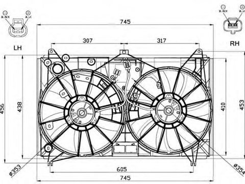 Ventilator, radiator LEXUS LS (UVF4, USF4) (2006 - 2016) NRF 47581 piesa NOUA