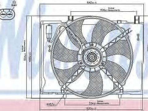 Ventilator, radiator MERCEDES-BENZ CLK Cabriolet (A208) (1998 - 2002) NISSENS 85290