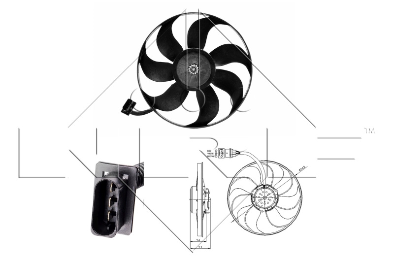 Ventilator, radiator NRF 47393 pentru VW BORA Variant (1J6) 1999-2005