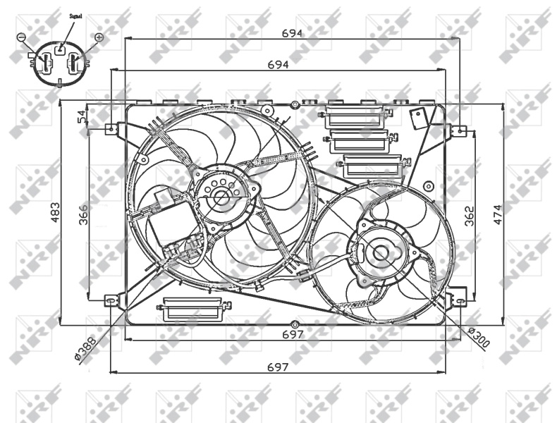 Ventilator, radiator NRF 47754 pentru VOLVO S60 II Cross Country (134) 2015-2018