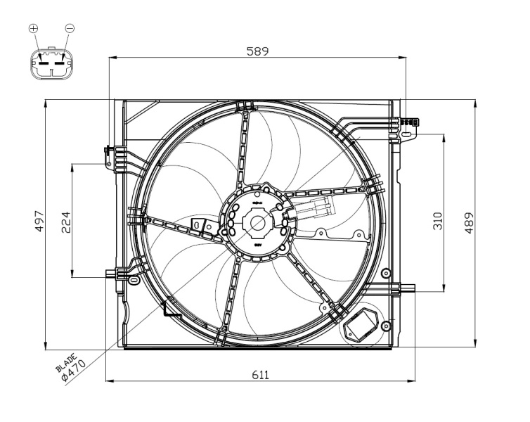Ventilator, radiator NRF 47897 la NISSAN QASHQAI II SUV (J11, J11_) 2013 2014 2015 2016 2017 2018 2019 2020
