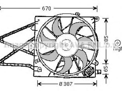 Ventilator radiator OPEL ASTRA H L48 AVA OL7509