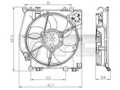 Ventilator, radiator RENAULT CLIO III (BR0/1, CR0/1) (2005 - 2012) TYC 828-0001 piesa NOUA