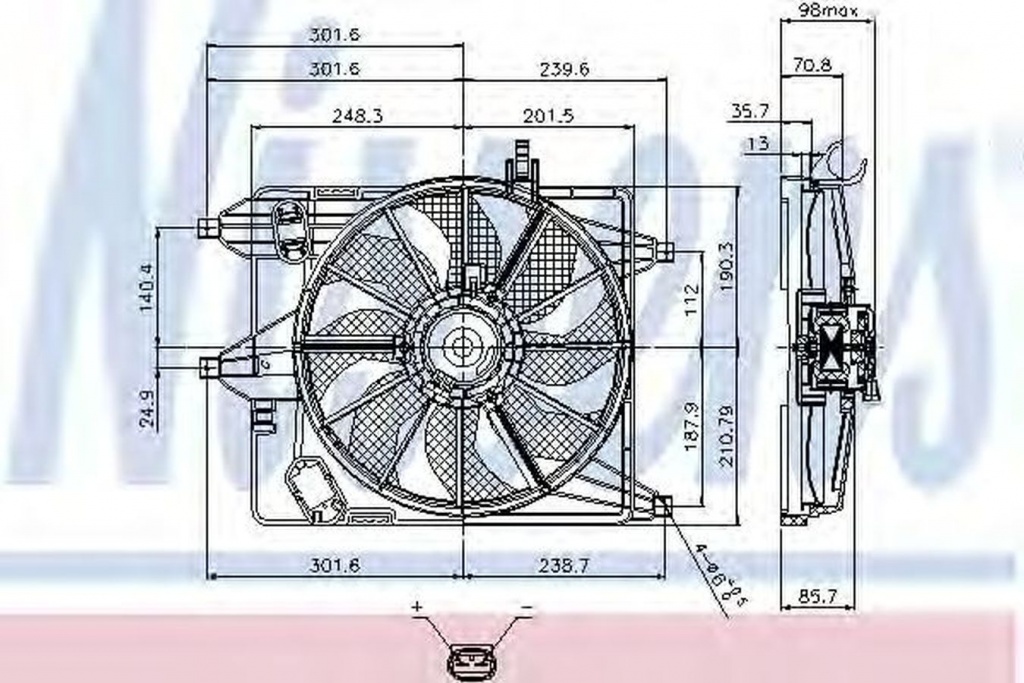 Ventilator radiator RENAULT KANGOO KC0 1 NISSENS 85252