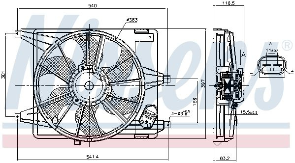 Ventilator radiator # Renault Tondar 2004 2005 2006 2007 2008 2009 2010 2011 2012 2013 2014 2015 2016 2017 2018 2019 2020 2021 2022 2023 2024 2025 # 85708 # NISSENS