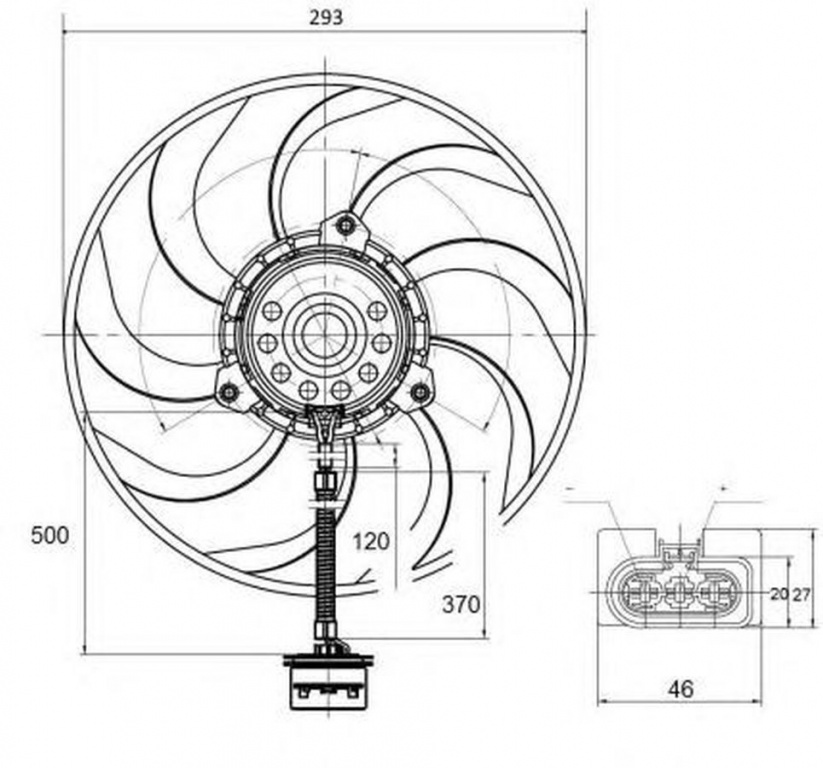 Ventilator radiator SKODA FABIA limuzina 6Y3 NRF 47373