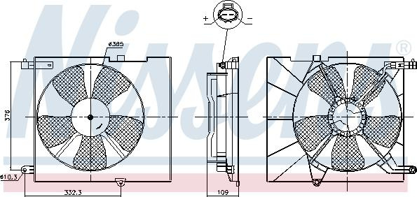 Ventilator. radiator Ventilator radiator cu carcasa CHEVROLET AVEO - KALOS DAEWOO KALOS 1.4 09.02- DAEWOO KALOS (KLAS), Sedan, 11.2002 - 12.2004 Nissens 85746