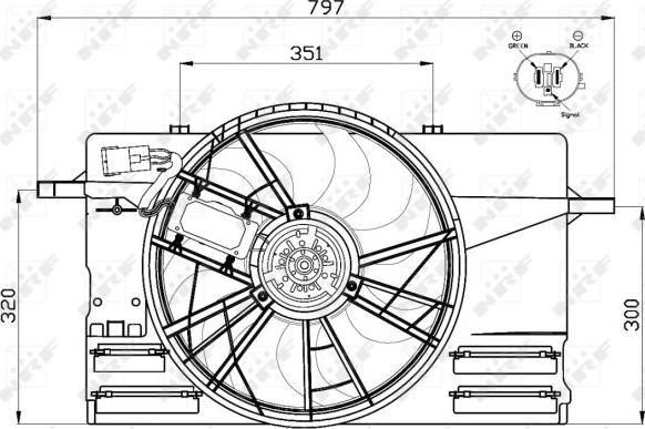 Ventilator, radiator VOLVO C30 (533), Hatchback, 09.2006 - 12.2013 NRF 47412