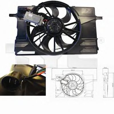 Ventilator radiator VOLVO S40 II (MS) (2004 - 2016) TYC 838-0007