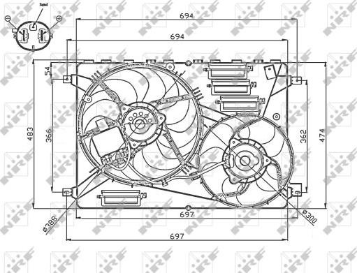 Ventilator, radiator VOLVO V60 I (155, 157), Turism, 07.2010 - NRF 47754