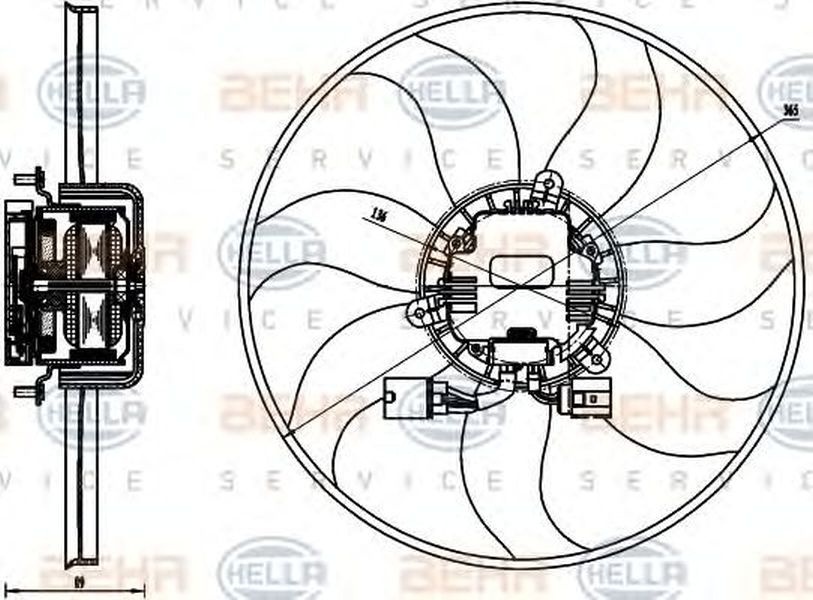 Ventilator radiator VW TOURAN 1T3 HELLA 8EW 351 040-071