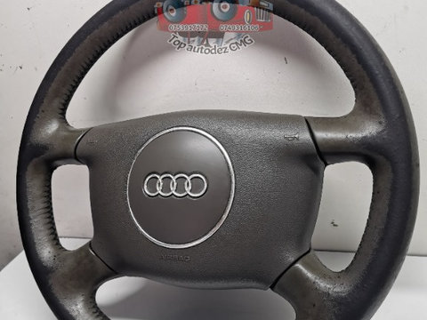 Volan Audi A4 B6 gri cu airbag imbracat in piele