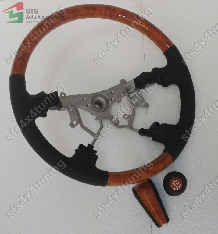 VOLAN+MANETA SCHIMBATOR VITEZA TOYOTA LAND CRUISER PRADO FJ120 2003-2009 [LEMN+PIELE]