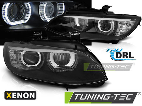 XENON Faruri ANGEL EYES LED BLACK compatibila BMW E92/E93 06-10