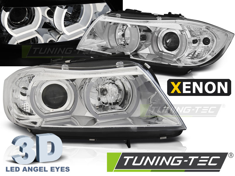 XENON Faruri U-LED LIGHT 3D Crom look compatibila BMW E90/E91 03.05-08.08