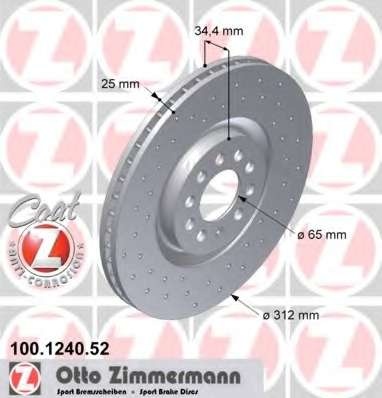Zimermann sport set 2discuri frana fata r312mm pt audi,seat,vw